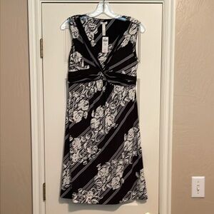 Soma Black and White Floral Midi Dress